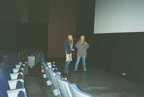 Missy and Dee check out the big screen